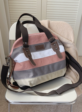 2024women canvas bag tote bags handbag复古斜跨女单肩包帆布包