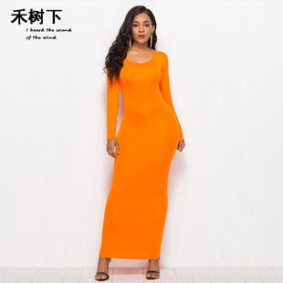 Casual Bodycon Elastic Women Dresses Slim Maxi Dress紧身长裙