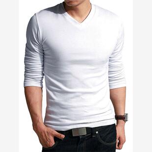 男士百搭长袖修身V领基础打底T恤衫特价 Men's Long Sleeve Tees