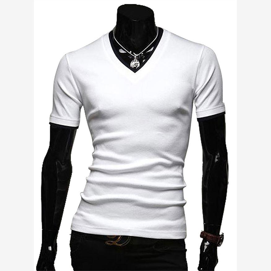 Leisure V-neck short-sleeved T-shirts for men 男士V领短袖T恤