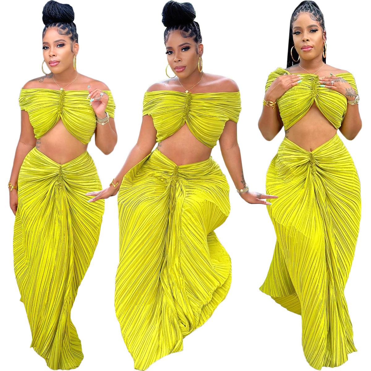 2 piece dress women ruffle singlet skirt sexy dress big size