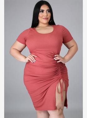 big size fat plus Dresses Women Dress Summer Loose Red 4xl