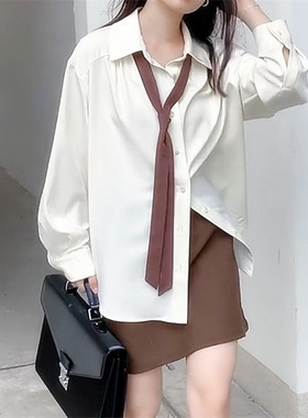 2024 White Blouse Women Long Sleeve Shirts Loose Tops Ladies