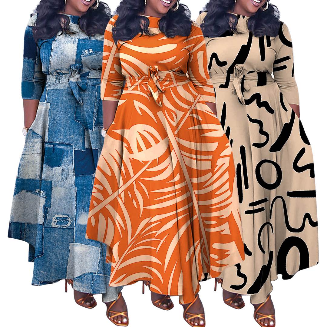 L-4XL plus size African women's dress大码秋冬非洲女士连
