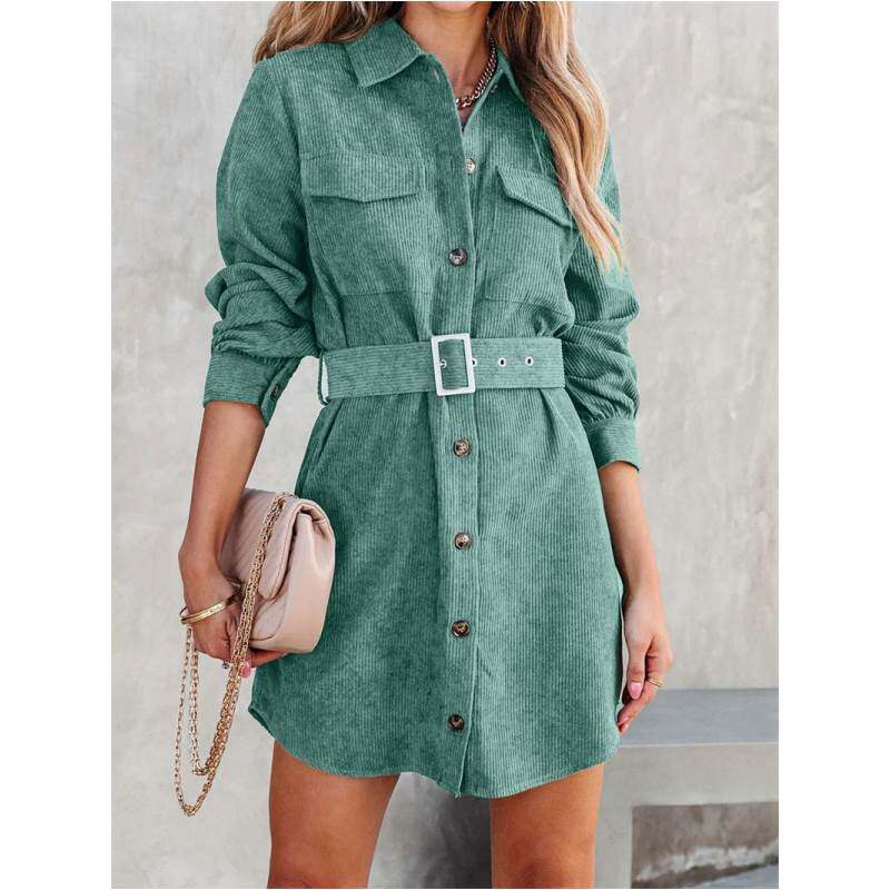 spring autumn women dresses casual ladies blouse skirt衬衫裙