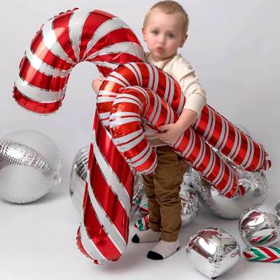 5pcs Big Christmas Cane Crutch Candy Lollipop Foil Balloons
