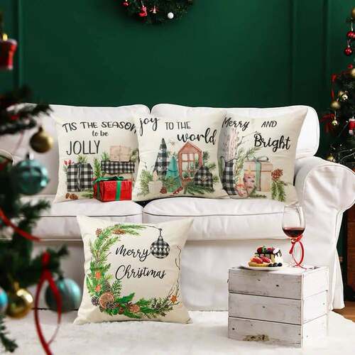 Black and Red Plaid Christmas Cushion Cover Home Decor Livin