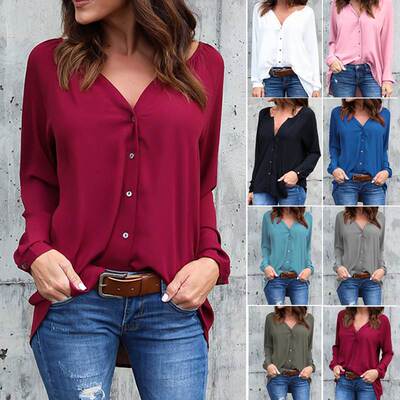 V neck Big size Women blouse Causal shirts Ladies tops T恤女