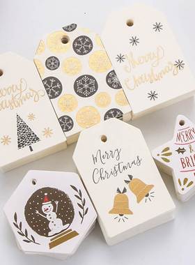 50/100Pcs Merry Christmas Tags Labels Gift Wrapping Paper Ha