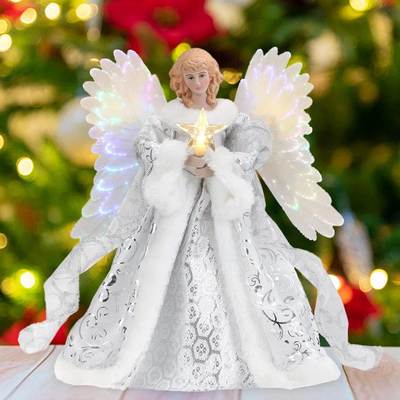 Christmas Angel Tree Topper Ornament with Lights Glowing Ang