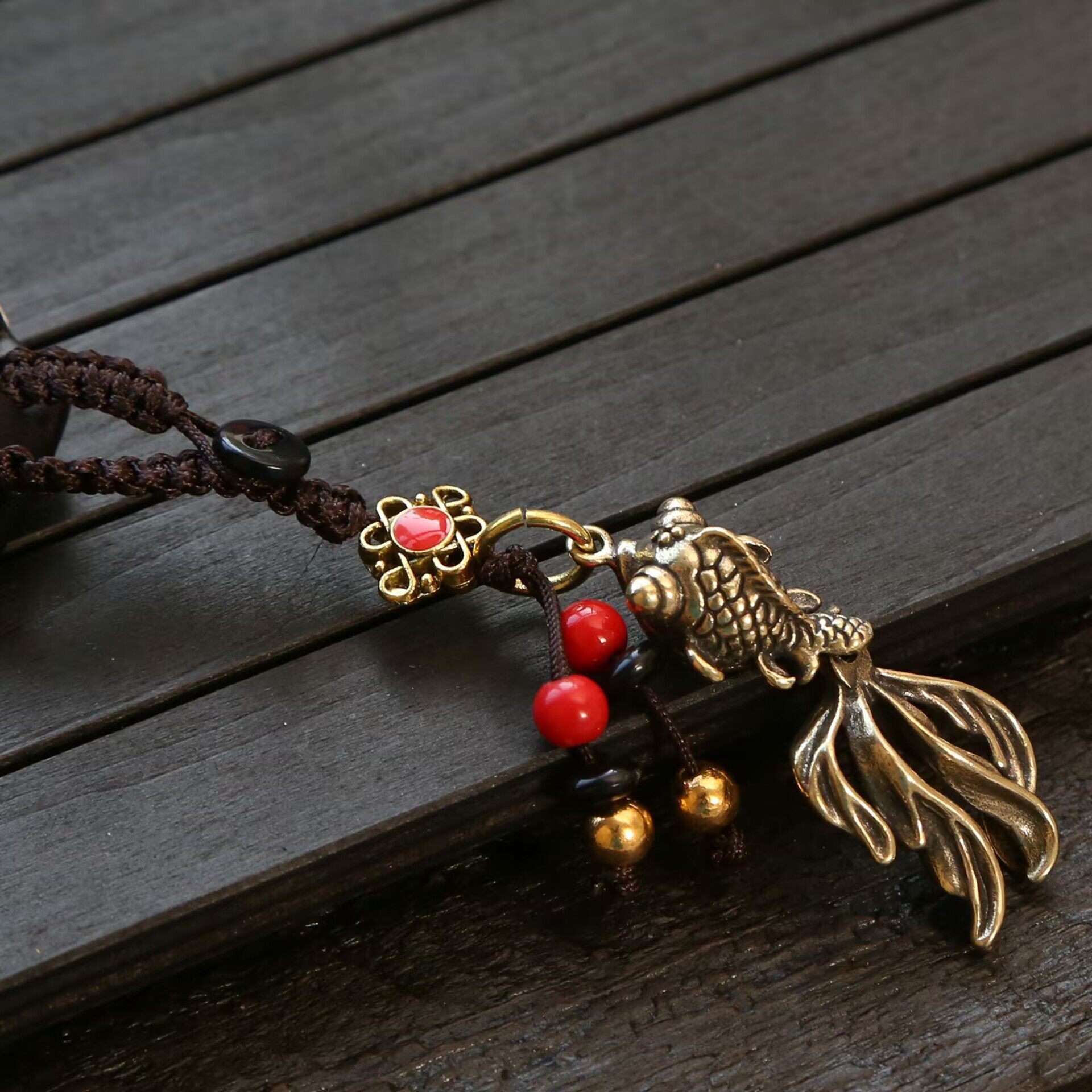 新款黄铜活动金鱼钥匙扣挂件鲤鱼跃龙门年年有余吊坠礼物地摊批发