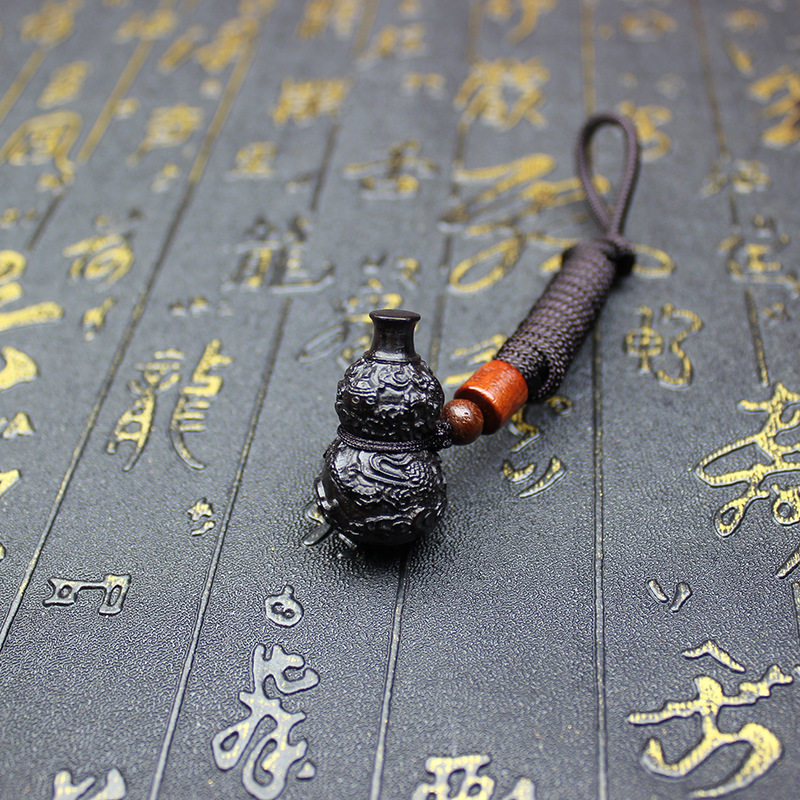 雷击枣木雕刻葫芦吊坠挂件盘龙葫芦文玩工艺品手把件车挂随身配饰