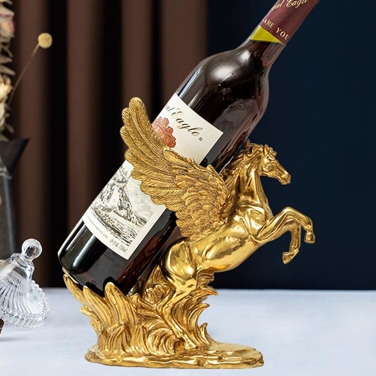 美式全铜轻奢高档马到功成 葡萄红酒架摆件酒柜装饰品餐边柜摆设