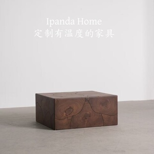 中古风实木树瘤皮咖啡桌法式复古高级感老钱风家用客厅茶几长桌子