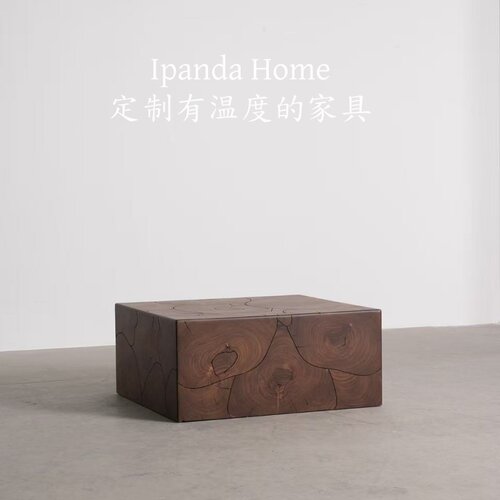 中古风实木树瘤皮咖啡桌法式复古高级感老钱风家用客厅茶几长桌子