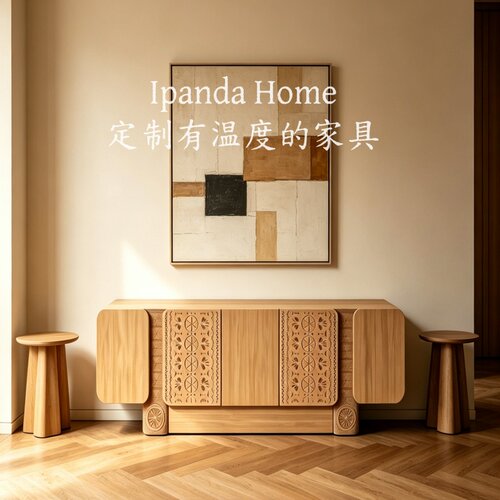 中古风实木雕花餐边柜法式复古高级感家用客厅设计师款客厅储物柜