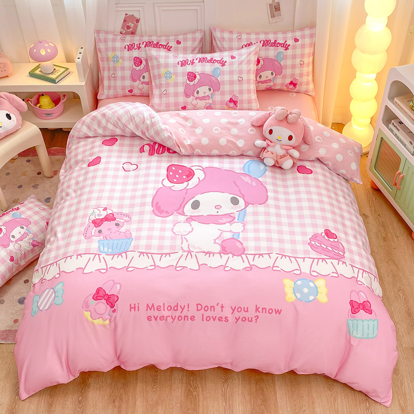 公主风全棉四件套100纯棉美乐蒂儿童床单被套学生宿舍床上三件套4