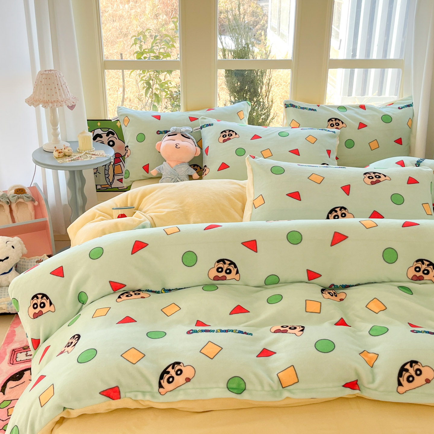 蜡笔小新冬季加厚牛奶绒四件套法兰珊瑚绒床单被套儿童床上三件套,床上用品,床品套件/四件套/多件套,淘宝优惠券,粉丝福利购,淘宝优惠卷