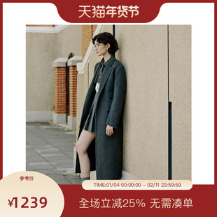 【博主同款】PIT复古长款绵羊毛呢大衣女2025冬季新款桑蚕丝百搭