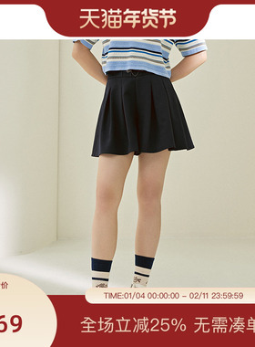 PIT纯色高腰褶皱A字西装短裤女2025夏新款显瘦通勤职业阔腿五分裤