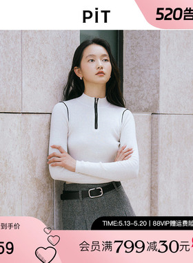 【运动甜心】PIT复古毛针织衫女绵羊毛2026春季新款白色黑色上衣