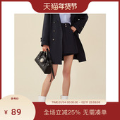 设计感a字休闲直筒裤 新款 商场同款 PIT复古藏青短裙女春装