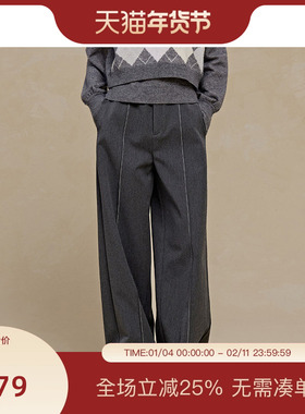 【博主同款】PIT经典复古灰色休闲裤女2025秋季新款百搭阔腿长裤