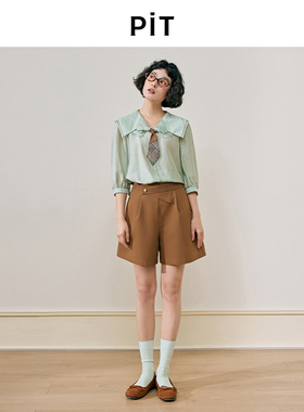 【焦糖松弛】PIT复古基础百搭遮肉显瘦短裤休闲裤女2025秋季新款