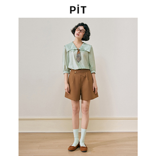 女2025秋季 休闲裤 PIT复古基础百搭遮肉显瘦短裤 新款 焦糖松弛