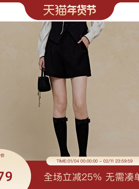 PIT黑色高腰显瘦短裤女2025春季新款小个子显高休闲裤百搭
