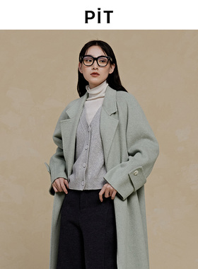 PIT复古经典浅灰色100%绵羊毛针织衫马甲女2025秋季新款百搭外套