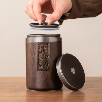 黑檀木茶叶罐小号便携普洱茶收纳储存罐精品高档防潮迷你密封空盒