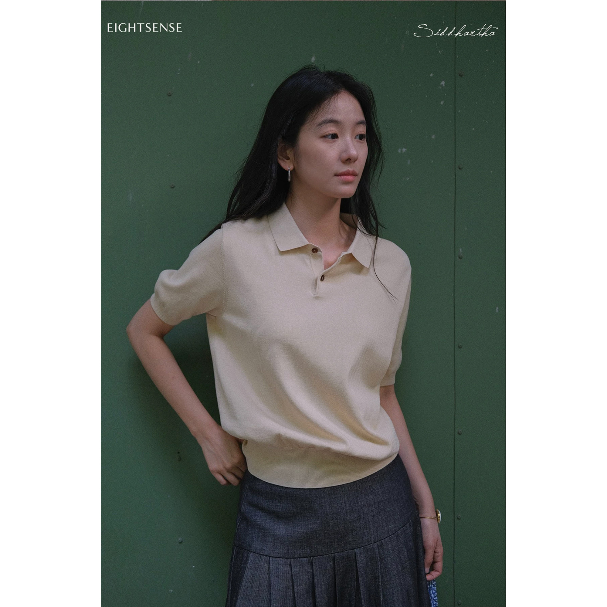 eightsense八觉26夏‘伍迪艾伦’轻法式休闲短袖针织polo衫 返场