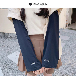 夏季冰袖女宽松防晒手袖加大防晒冰丝袖套骑行开车透气套袖薄两用