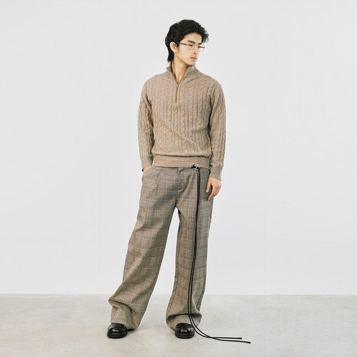 LP同款 鄂家KVSS山羊绒 绞花羊皮拉链半开衫男女同款 线头计划