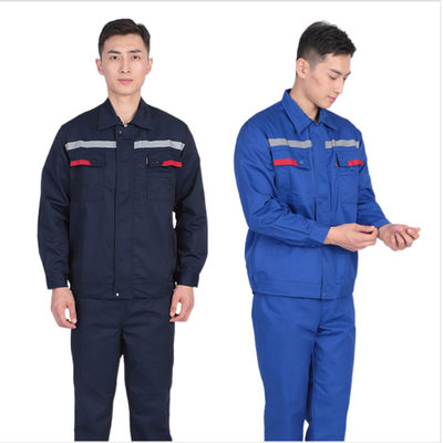 全工艺涤棉6535工装工作服套装长袖加厚反光条小刀防静电涤卡工装