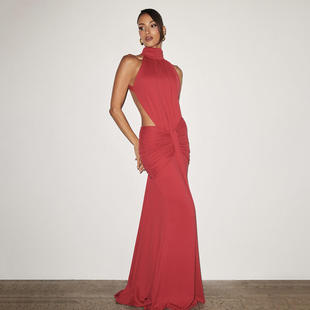 新款欧美外贸春季气质典雅宴会晚礼服长裙性感时尚修身露背鱼尾裙