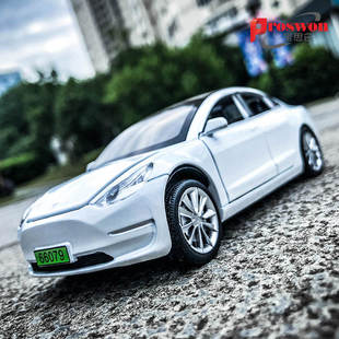 宝思仑仿真1 32特斯拉Model3声光六开合金车模型儿童玩具 散装