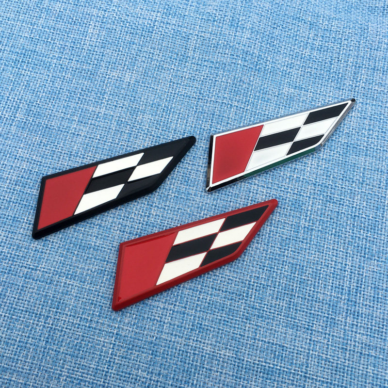 赛道黑白格车贴叶子板侧标装饰贴后尾标贴车身金属贴运动版车标贴