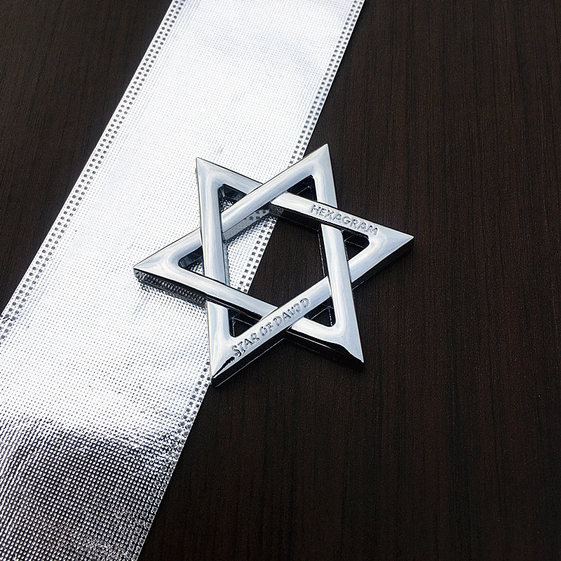 个性立体六芒星车贴车身装饰贴后尾标改装车贴叶子板侧标中网车标