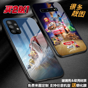 赛车总动员手机壳适用三星s23a22a53a54note20ua71a13玻璃a42a32a74a9a52s22fenote10j7a23a20a31定制m53a12
