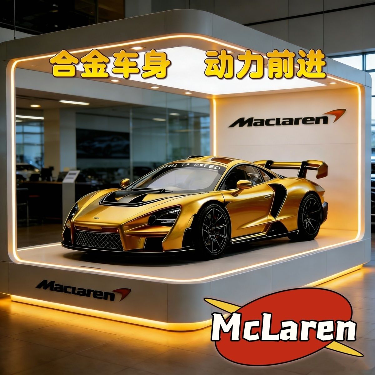 2026新款特价迈凯轮金灿黄塞纳紫合金车模可双开车门回力收藏玩具