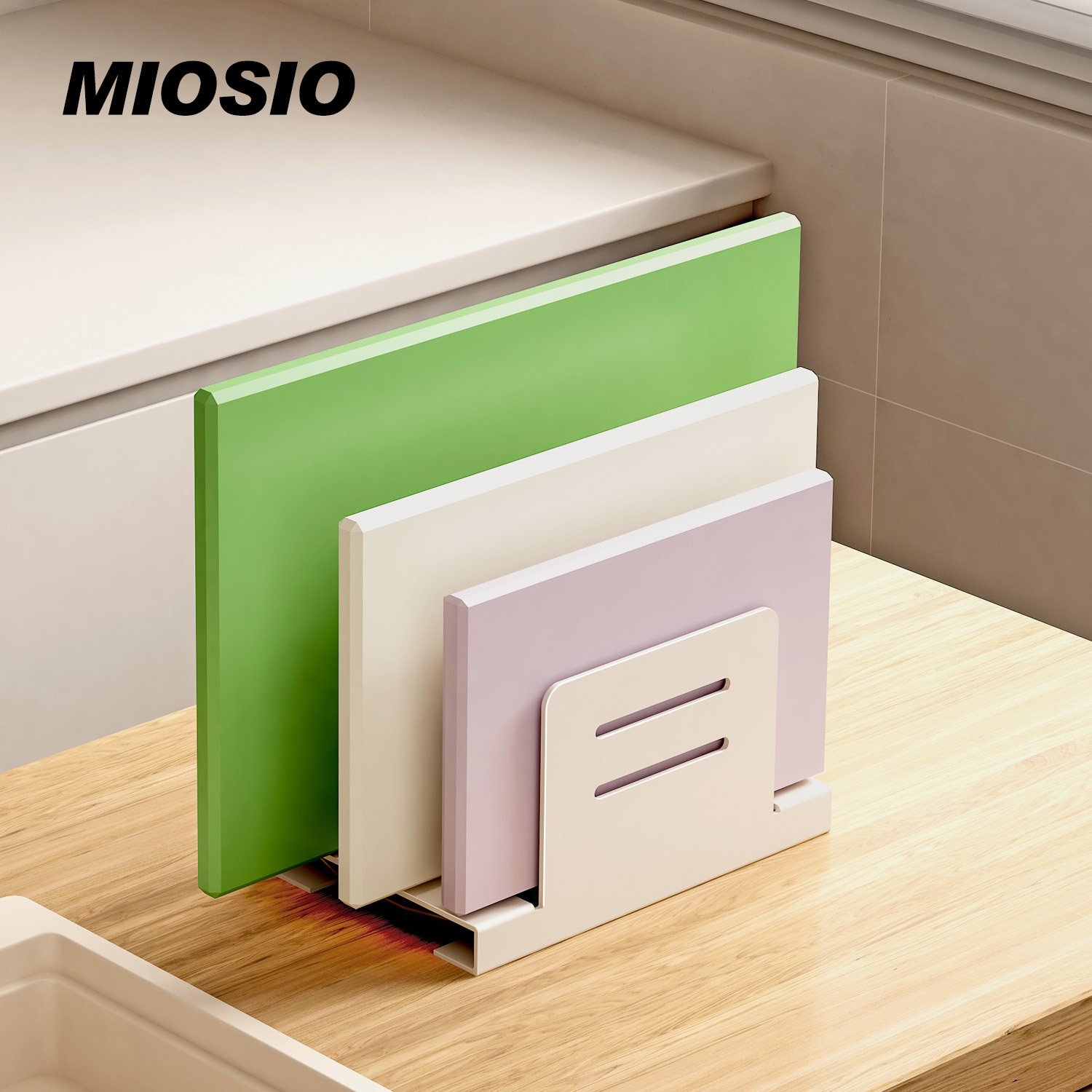 MIOSIO厨房分类砧板架圆形大切菜板收纳架家用台面式案板置物架子