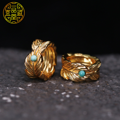 925银镀金羽毛跑环卡环隔珠配珠
