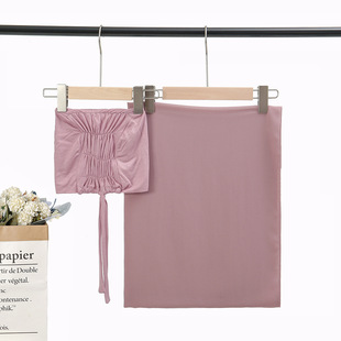 色小帽雪纺套装 scarf 新款 set 一体女纯色后带松紧帽围巾拼接 cap