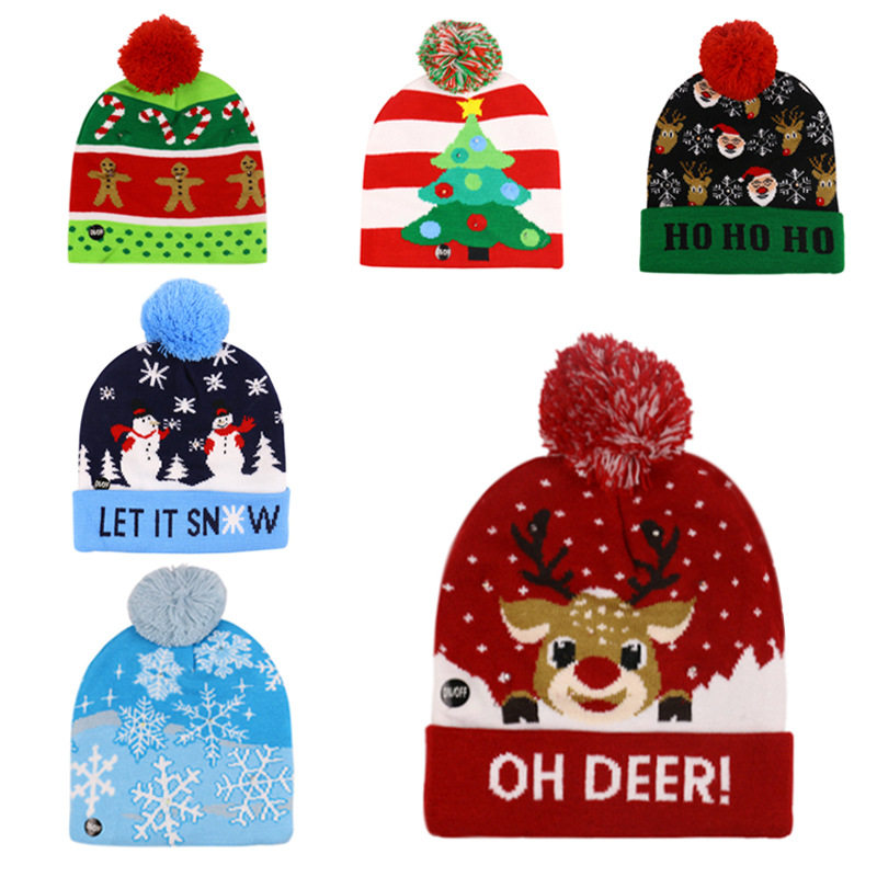 led christmas hats knitted winter hat for kid women party
