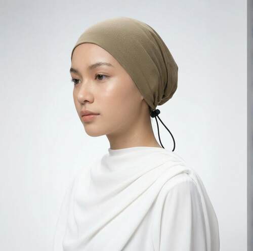 新款女士纯色时尚百搭系带抽绳包头帽弹力头巾帽女士帽子