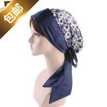 头巾新款 silk 碎花 cap head scarf 花色头巾女包头时尚防尘辫子