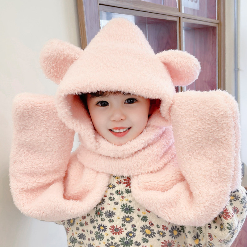 儿童小熊帽子毛绒围巾手套一体秋冬季保暖神器围脖韩版百搭套头帽,童装/婴儿装/亲子装,围巾,淘宝优惠券,粉丝福利购,淘宝优惠卷