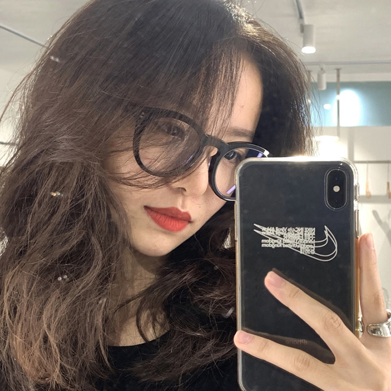 黑框GM眼镜女素颜潮韩版圆粗框平光镜架男防辐射抗蓝光配近视眼睛